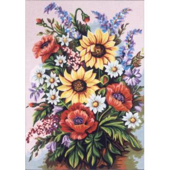 Embroidery Panel "Flowers" dimension 35 x 50 cm 14.787 Gobelin-Diamant