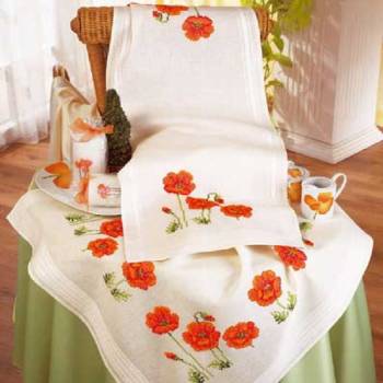 Tablecloth Cotton 80 x 80cm with Stamped Design Cross Stitch No. 2300-175