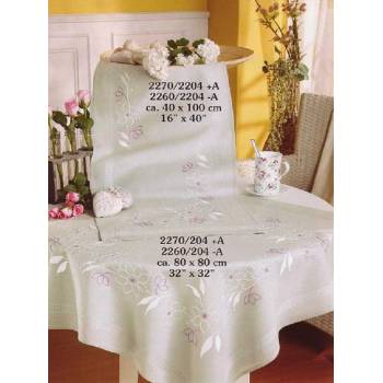 Tablecloth Cotton 80 x 80cm with Stamped Pattern Cross Stitch No. 2260-204 in gray
