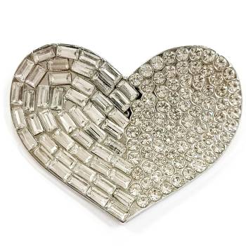 Metal bag decoration Heart with strass 3x5.5cm. (0615)